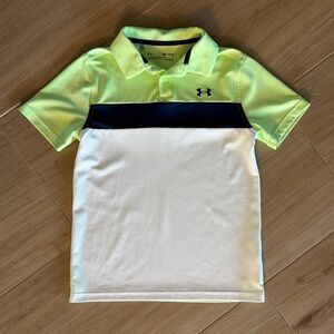 Under Armour Kids' Light Green, Navy and White Polo